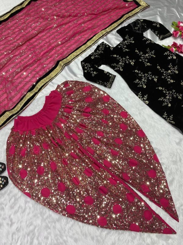 Royal Charm - Velvet Dhoti Style Party Wear Set - Image 2