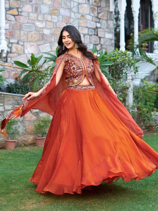 Majestic Muse – Fendy Silk Embroidered Lehenga - Image 7