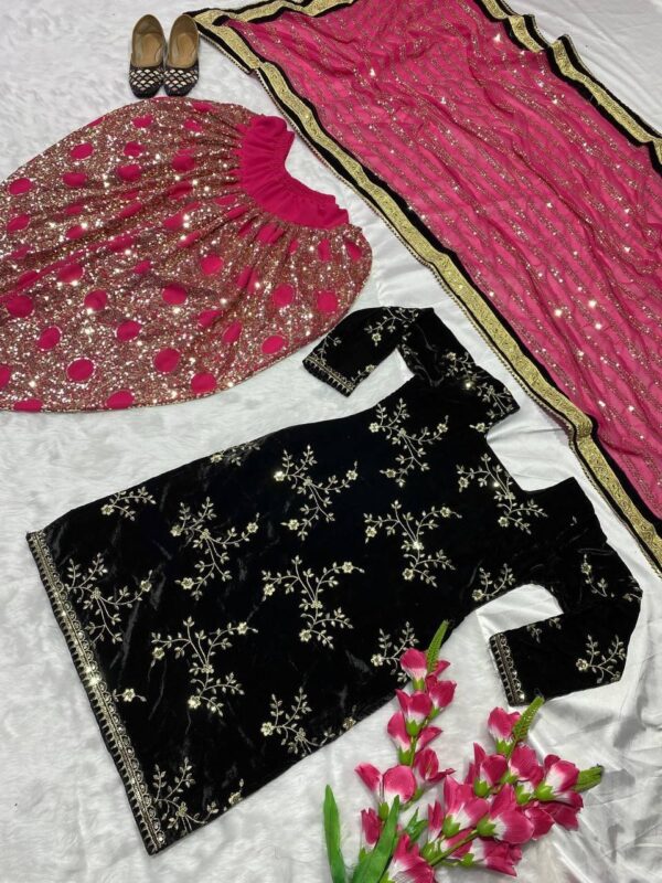 Royal Charm - Velvet Dhoti Style Party Wear Set - Image 3