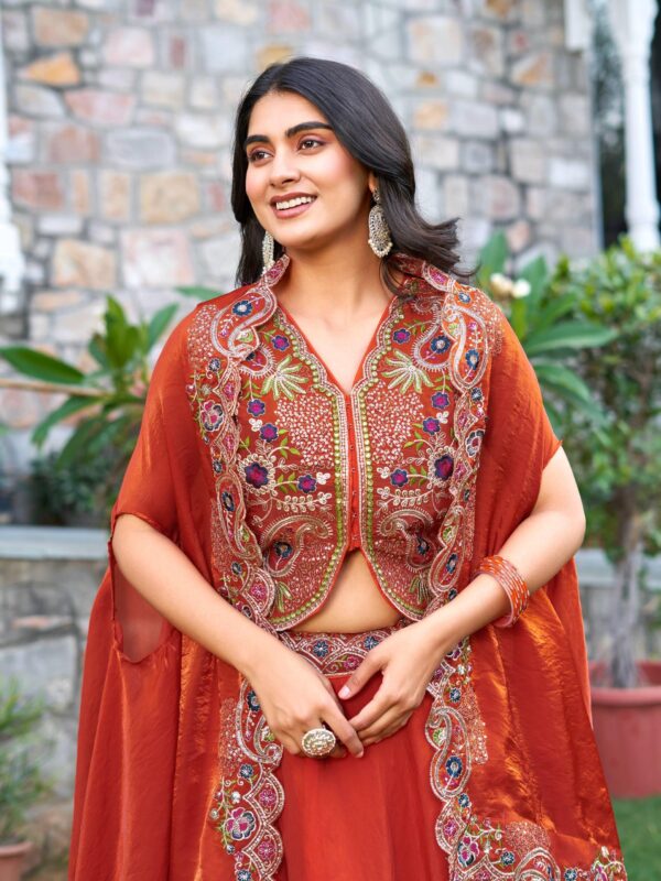 Majestic Muse – Fendy Silk Embroidered Lehenga - Image 8
