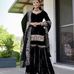 Velvet Elegance – Designer Party Wear Sharara Set