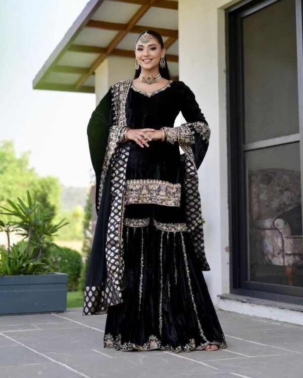 Velvet Elegance – Designer Party Wear Sharara Set