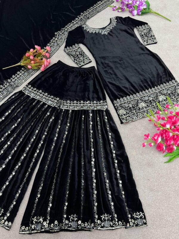 Velvet Elegance – Designer Party Wear Sharara Set - Image 7