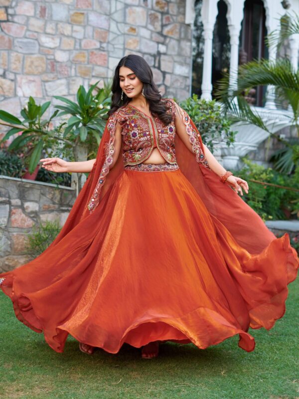 Majestic Muse – Fendy Silk Embroidered Lehenga - Image 10