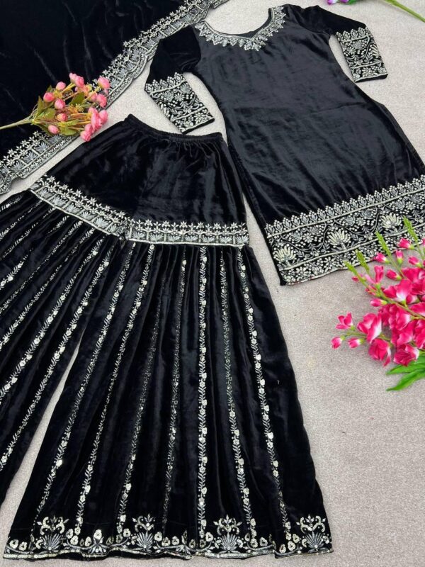 Velvet Elegance – Designer Party Wear Sharara Set - Image 6