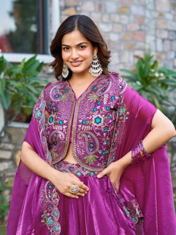 Majestic Muse – Fendy Silk Embroidered Lehenga - Image 6