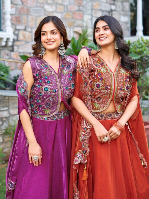 Majestic Muse – Fendy Silk Embroidered Lehenga - Image 13