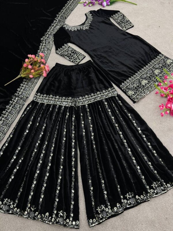 Velvet Elegance – Designer Party Wear Sharara Set - Image 3