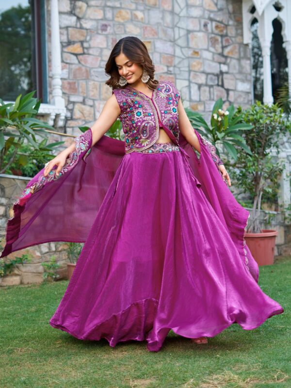 Majestic Muse – Fendy Silk Embroidered Lehenga - Image 11