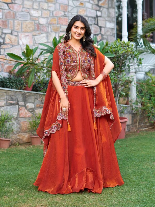 Majestic Muse – Fendy Silk Embroidered Lehenga - Image 9
