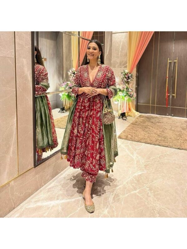 Chinon Silk Heavy Embroidered Anarkali Gown