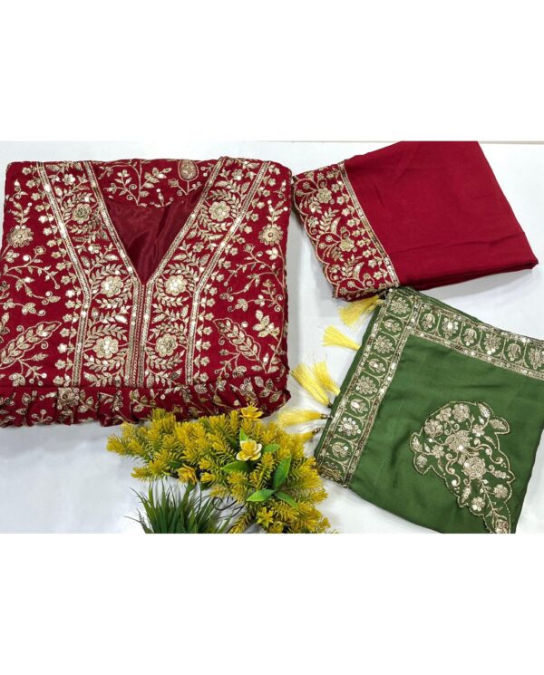 Chinon Silk Heavy Embroidered Anarkali Gown - Image 4