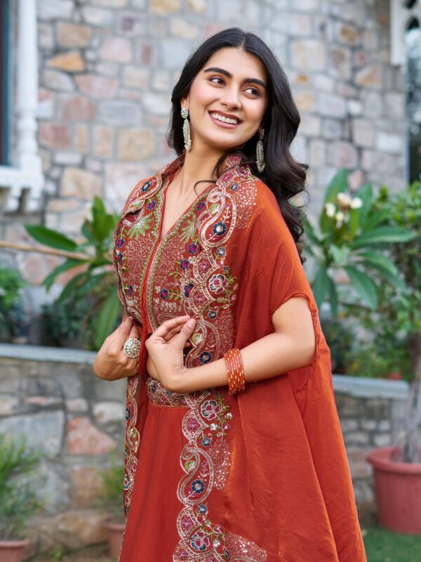 Majestic Muse – Fendy Silk Embroidered Lehenga - Image 3