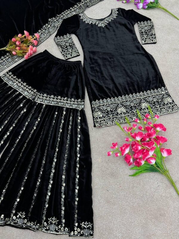 Velvet Elegance – Designer Party Wear Sharara Set - Image 4