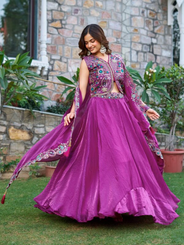 Majestic Muse – Fendy Silk Embroidered Lehenga - Image 2