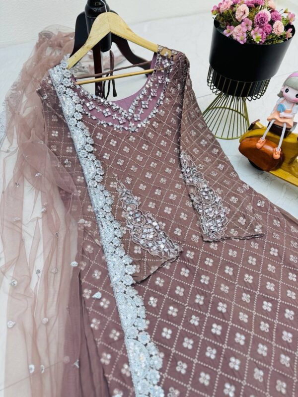 Designer Party Wear Georgette Palazzo Outfit - Image 5